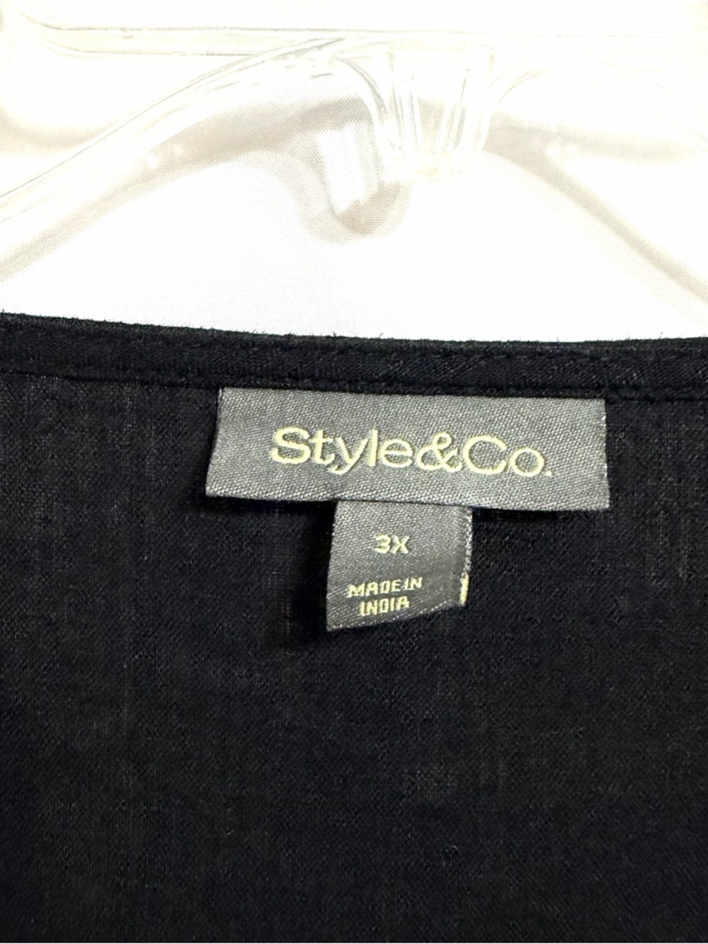 Style & Co Boho Embroidered Flare Sleeve Top Womens 3X Black Linen Blend Hippie - Picture 6 of 9